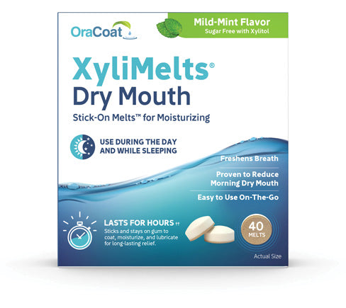 Quest Products OraCoat® XyliMelts Dry Mouth Oral Adhering Discs, Mild Mint 40 Count